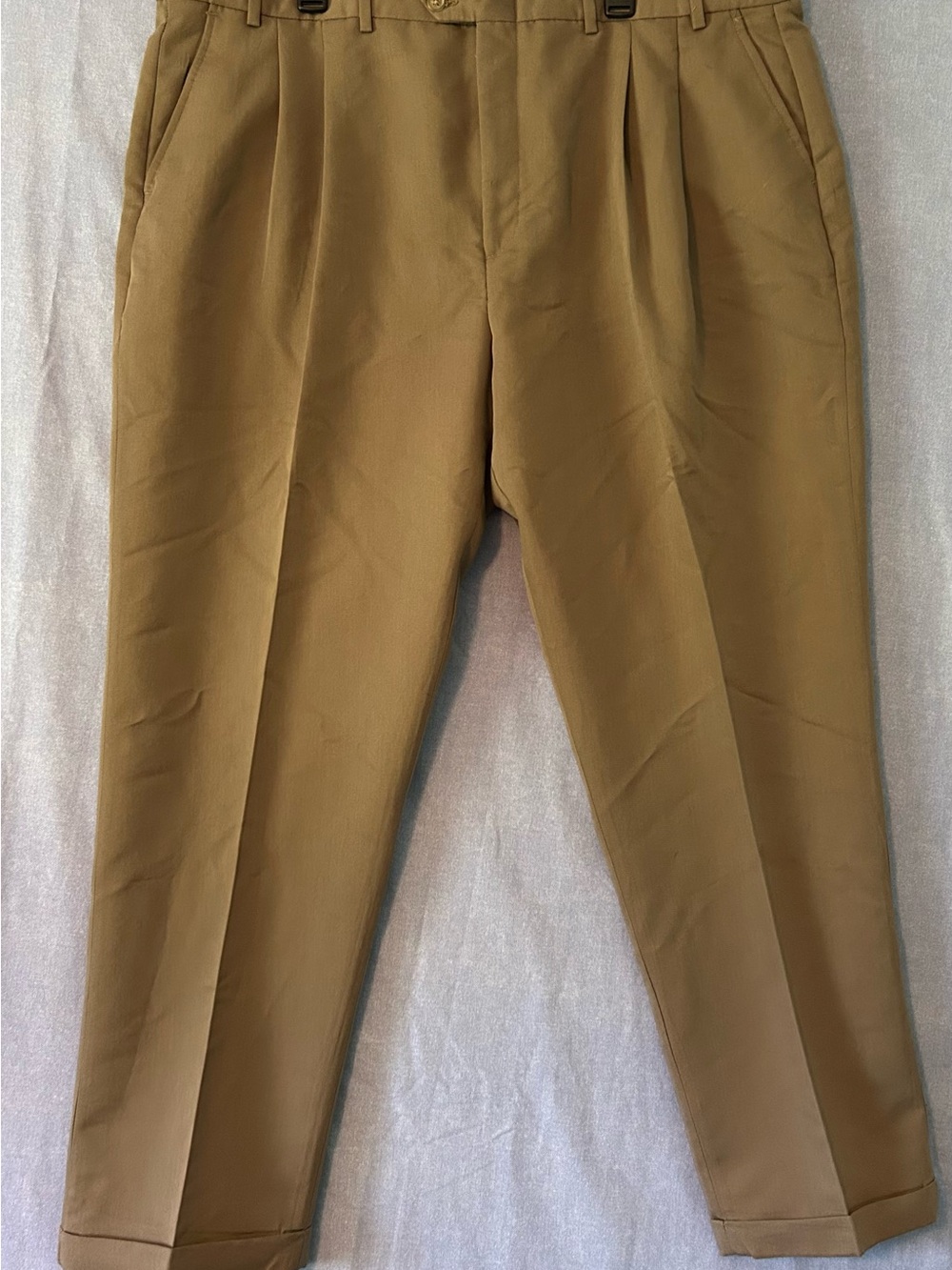 Geoffrey Beene Men's Pleated cuffed Chino Pants in Brown 46x32